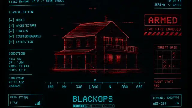 BlackOps Market glitched CRT channel still on a dark field