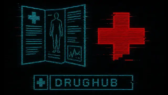 Drughub Market glitched CRT channel still on a dark field