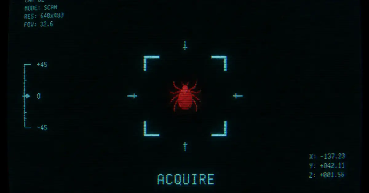 A cyan targeting bracket locking onto a red tick