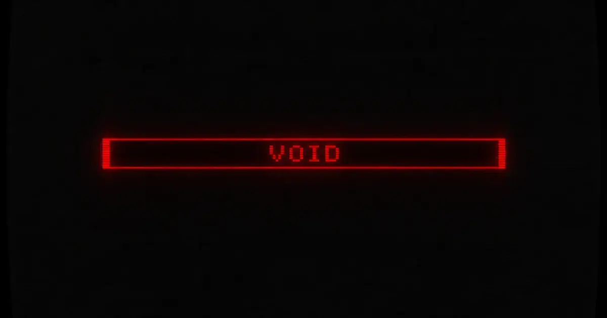 A blanked CRT field with one red VOID bar