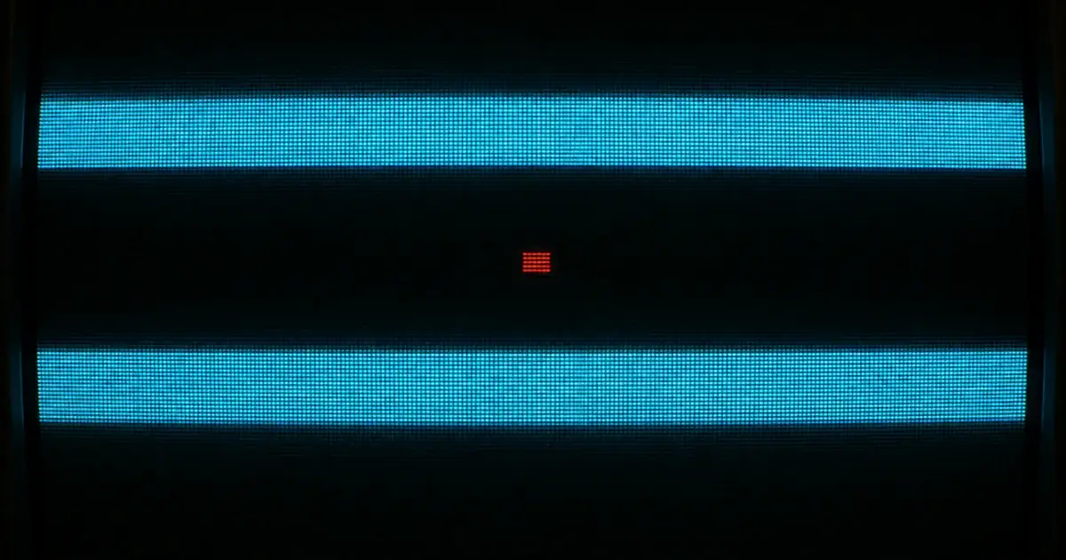 Black interval between two glowing cyan bands