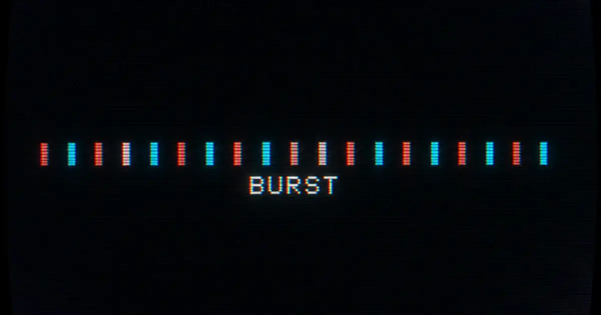 Color-burst ticks alternating cyan and red on CRT