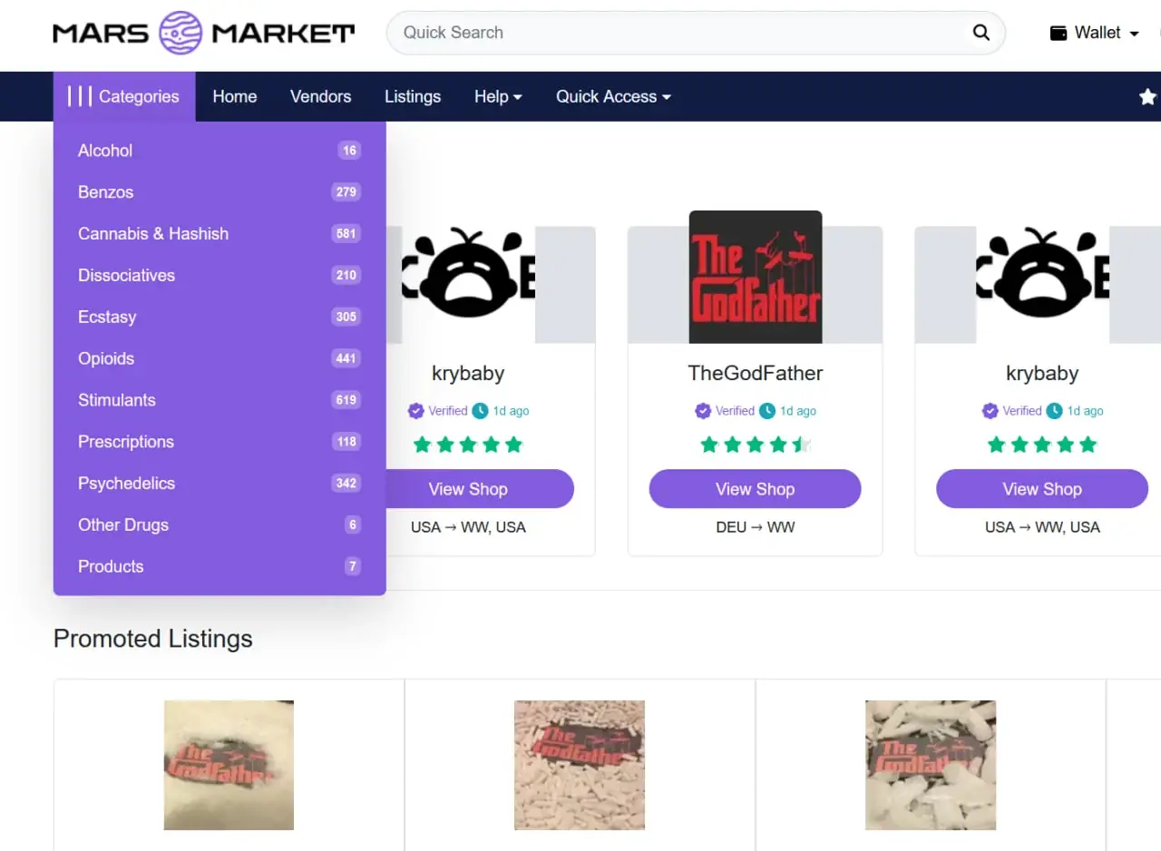 Full Mars Market marketplace screenshot shown without cropping